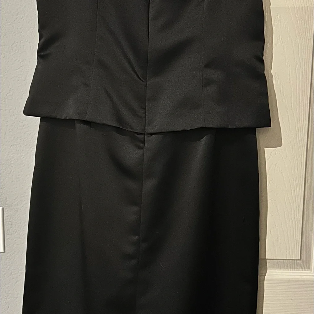 Black Long Dress with Multicolor Metallic Striped Details‎